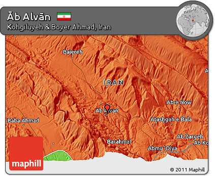 Political 3D Map of Āb Alvān