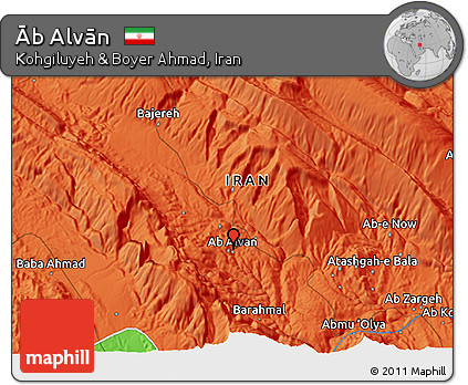 Political 3D Map of Āb Alvān