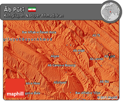 Political 3D Map of Āb Pūtī
