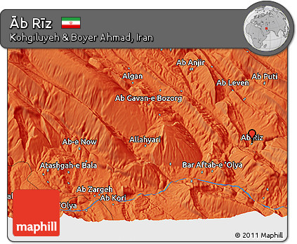 Political 3D Map of Āb Rīz