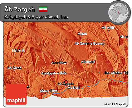 Political 3D Map of Āb Zargeh