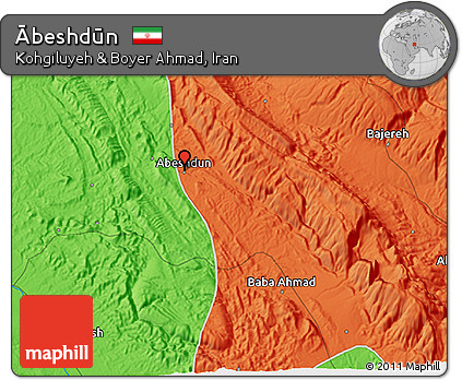 Political 3D Map of Ābeshdūn