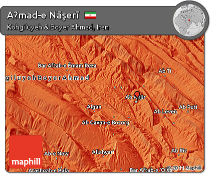 Political 3D Map of Aḩmad-e Nāşerī
