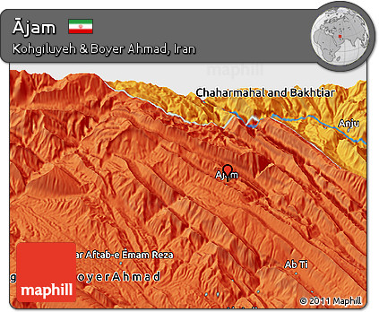 Political 3D Map of Ājam