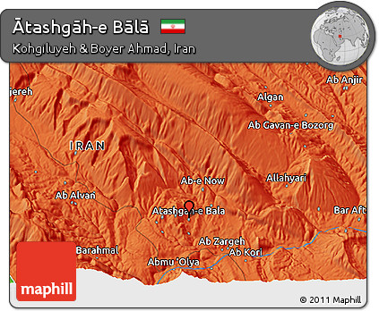 Political 3D Map of Ātashgāh-e Bālā