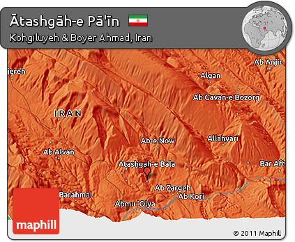 Political 3D Map of Ātashgāh-e Pā'īn