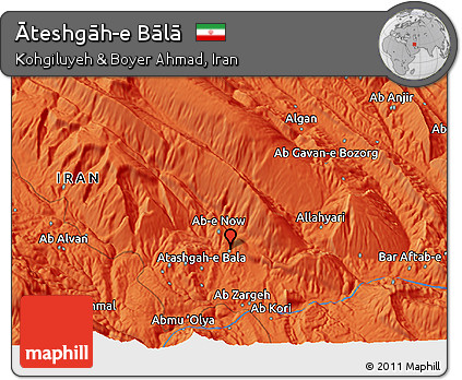 Political 3D Map of Āteshgāh-e Bālā