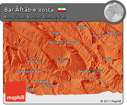 Political 3D Map of Bar Āftāb-e Vosţá