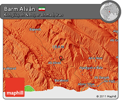 Political 3D Map of Barm Alvān