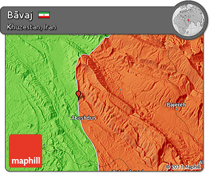 Political 3D Map of Bāvaj