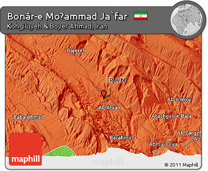 Political 3D Map of Bonār-e Moḩammad Ja`far