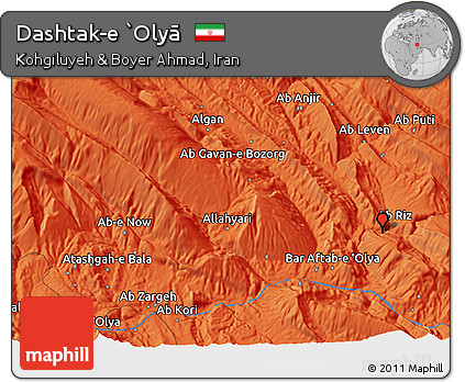 Political 3D Map of Dashtak-e `Olyā