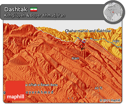 Political 3D Map of Dashtak