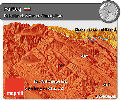 Political 3D Map of Fārteq