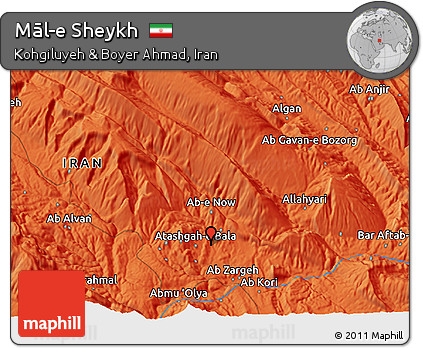 Political 3D Map of Māl-e Sheykh