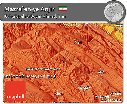 Political 3D Map of Mazra`eh-ye Anjīr