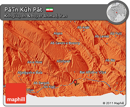 Political 3D Map of Pā'īn Kūh Pāt