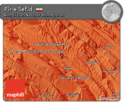 Political 3D Map of Pīr-e Sefīd