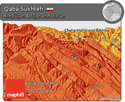 Political 3D Map of Qabā Sūkhteh