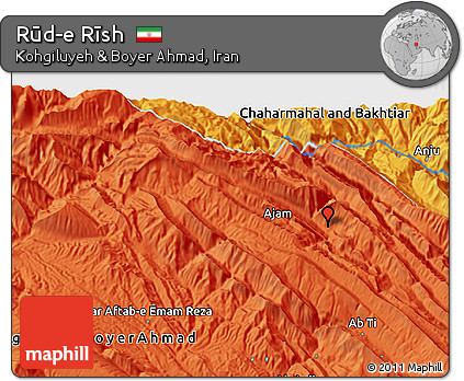 Political 3D Map of Rūd-e Rīsh