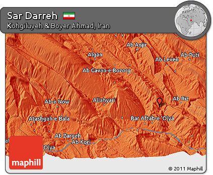 Political 3D Map of Sar Darreh