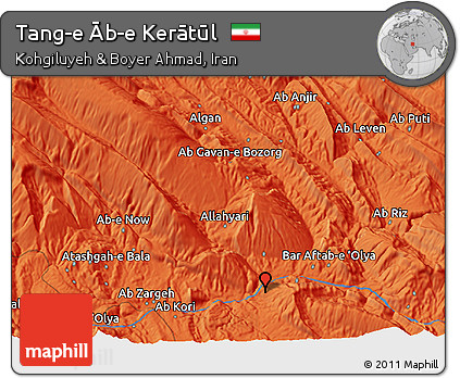 Political 3D Map of Tang-e Āb-e Kerātūl