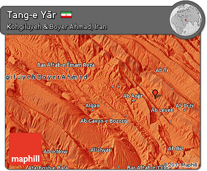Political 3D Map of Tang-e Yār