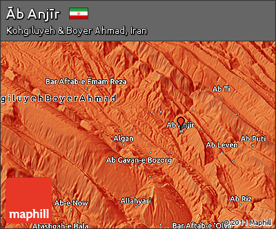 Political 3D Map of Āb Anjīr