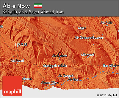 Political 3D Map of Āb-e Now