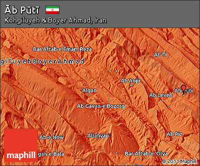 Political 3D Map of Āb Pūtī