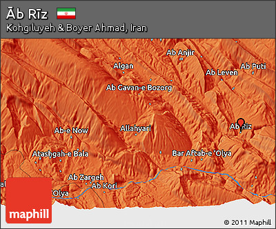 Political 3D Map of Āb Rīz