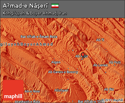 Political 3D Map of Aḩmad-e Nāşerī