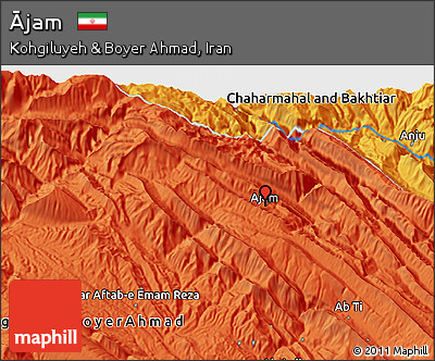 Political 3D Map of Ājam