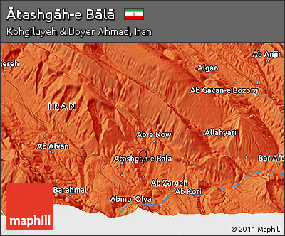 Political 3D Map of Ātashgāh-e Bālā