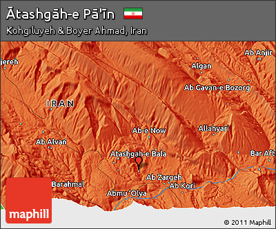 Political 3D Map of Ātashgāh-e Pā'īn