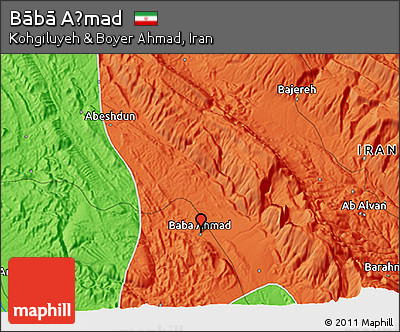 Political 3D Map of Bābā Aḩmad