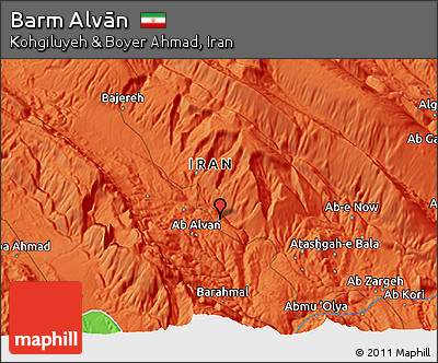 Political 3D Map of Barm Alvān