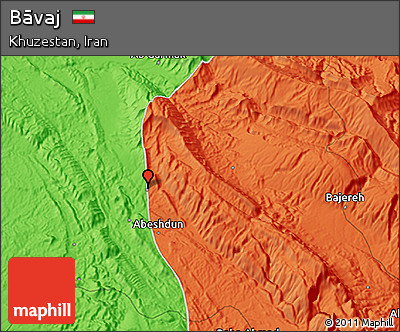 Political 3D Map of Bāvaj