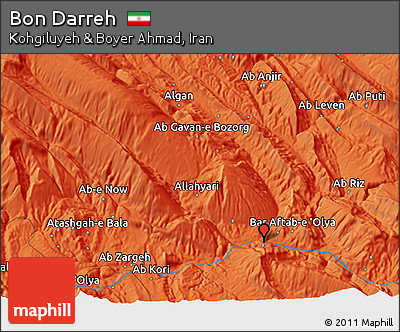 Political 3D Map of Bon Darreh
