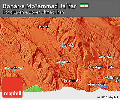 Political 3D Map of Bonār-e Moḩammad Ja`far