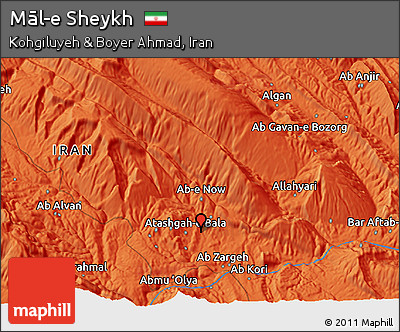 Political 3D Map of Māl-e Sheykh