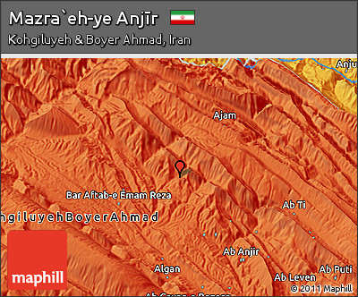 Political 3D Map of Mazra`eh-ye Anjīr
