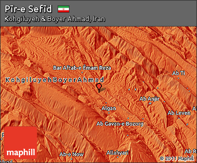 Political 3D Map of Pīr-e Sefīd