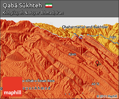 Political 3D Map of Qabā Sūkhteh