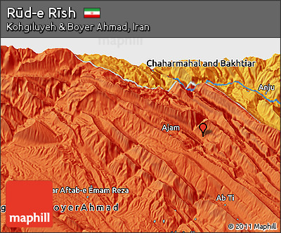 Political 3D Map of Rūd-e Rīsh