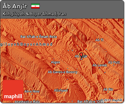 Political 3D Map of Āb Anjīr