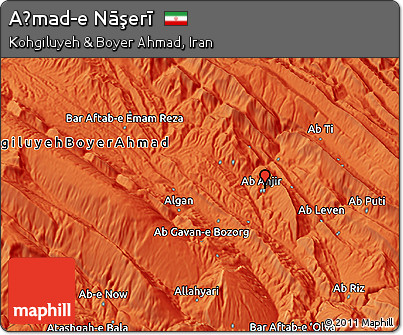 Political 3D Map of Aḩmad-e Nāşerī