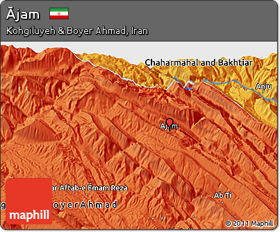 Political 3D Map of Ājam