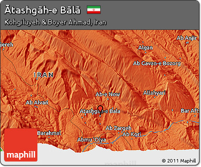 Political 3D Map of Ātashgāh-e Bālā