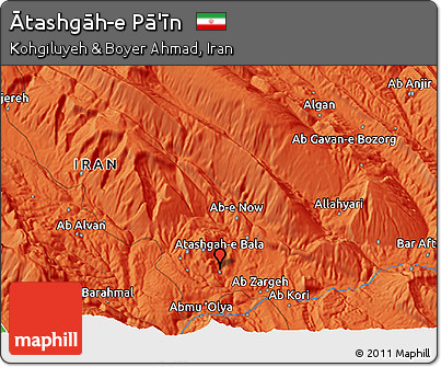 Political 3D Map of Ātashgāh-e Pā'īn